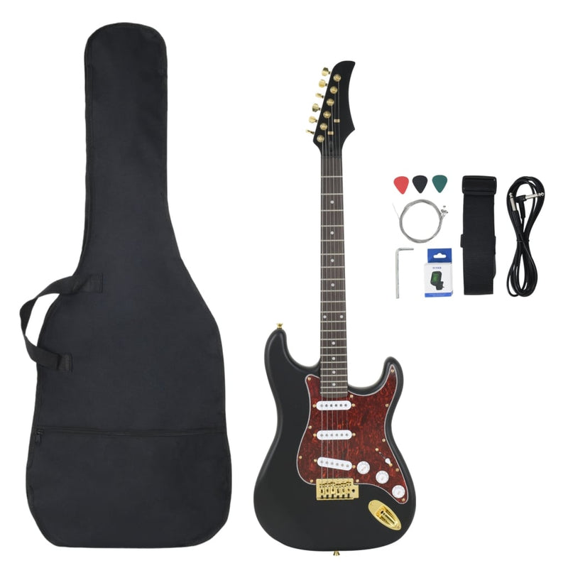 Load image into Gallery viewer, Vidaxl gitaar voor beginners elektrisch met tas 4 4 39 zwart en goud

