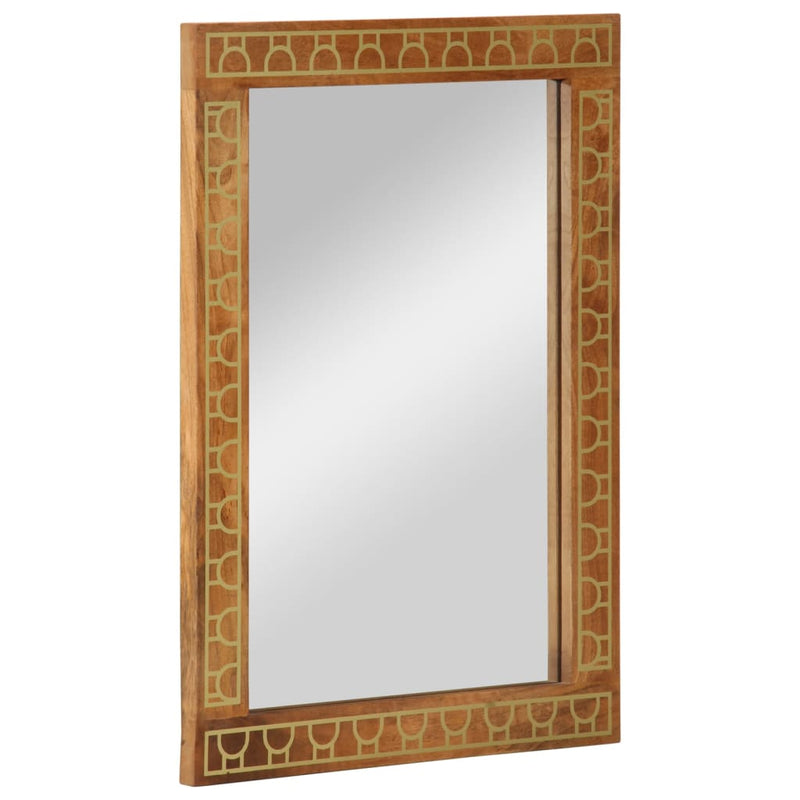 Cargue la imagen en el visor de la galería, Vidaxl badkamerspiegel 50x70x2,5 cm massief mangohout en glas
