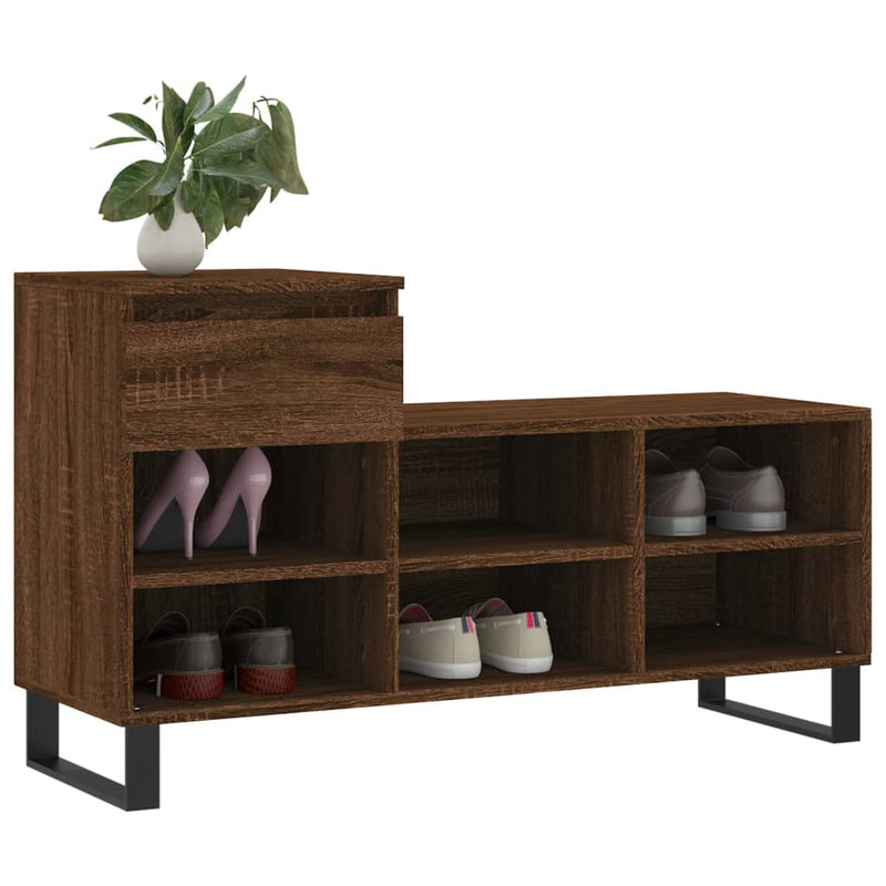 Afbeelding laden in galerijviewer, Vidaxl schoenenkast 102x36x60 cm bewerkt hout bruin eikenkleur
