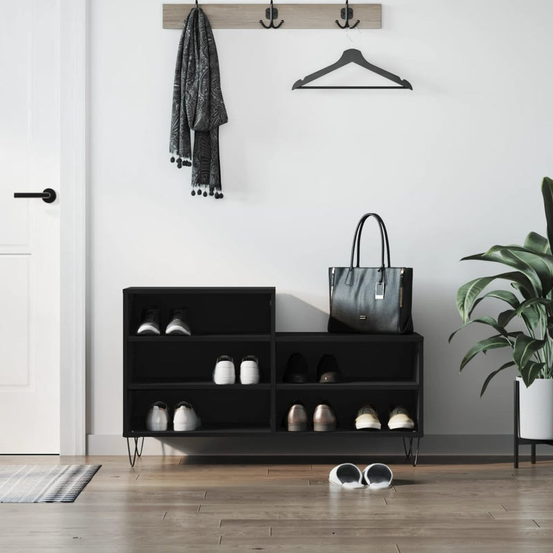 Load image into Gallery viewer, Vidaxl schoenenkast 102x36x60 cm bewerkt hout zwart
