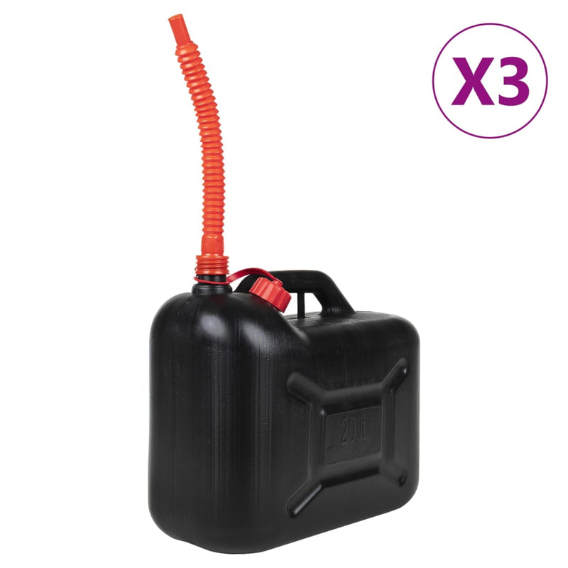Chargez l'image dans la visionneuse de la galerie, Vidaxl brandstoftanks 3 st met flexibel mondstuk zwart 20 l kunststof
