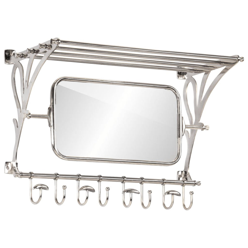 Load image into Gallery viewer, Vidaxl bagagerek met kleerhangers en spiegel wandmontage aluminium
