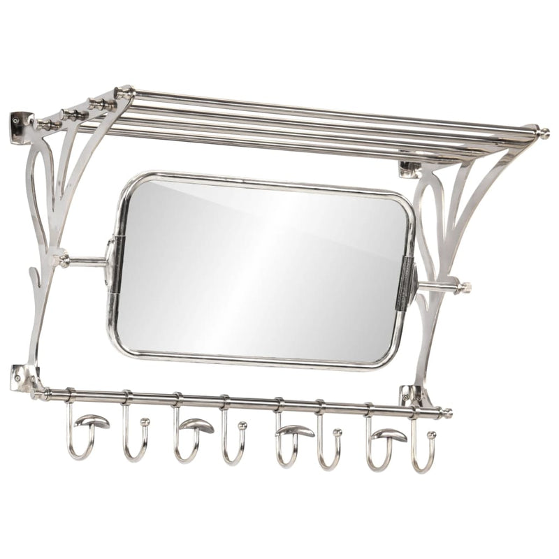 Load image into Gallery viewer, Vidaxl bagagerek met kleerhangers en spiegel wandmontage aluminium

