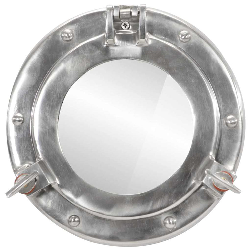 Cargue la imagen en el visor de la galería, Vidaxl wandspiegel patrijspoort ø23 cm aluminium en glas
