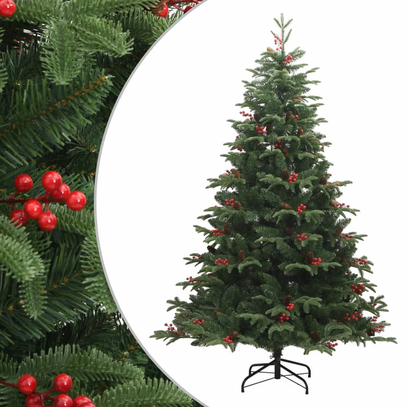 Load image into Gallery viewer, Vidaxl kunstkerstboom met scharnieren dennenappels en bessen 210 cm
