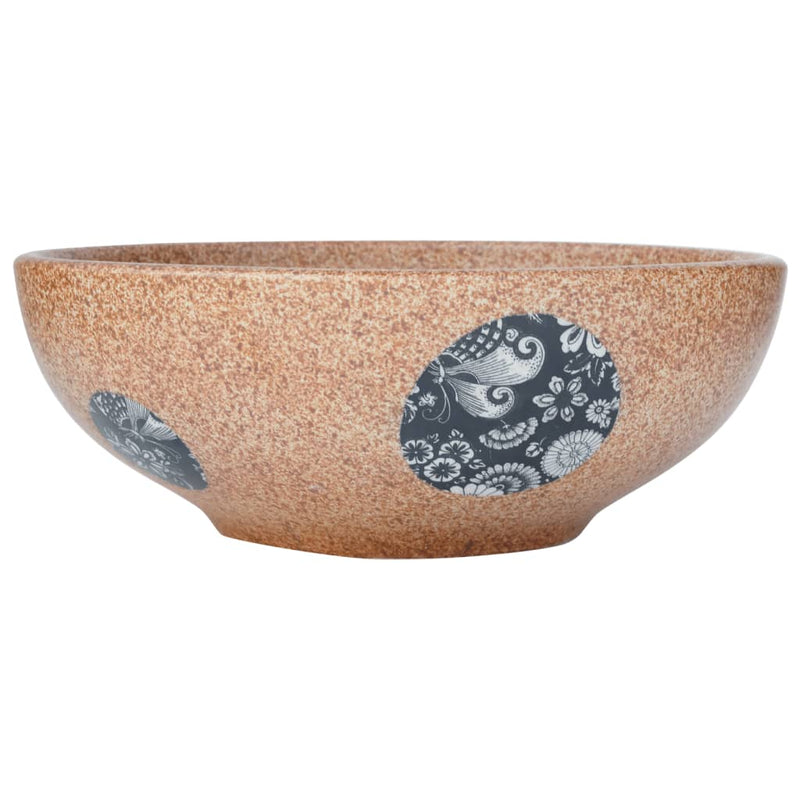 Load image into Gallery viewer, Vidaxl opzetwasbak rond φ41x14 cm keramiek bruin en blauw
