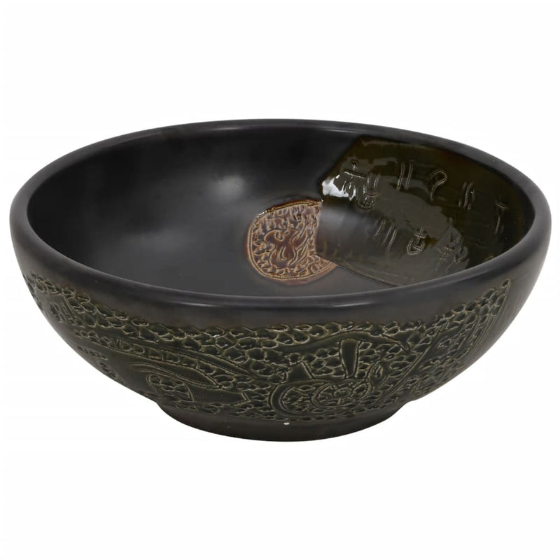 Load image into Gallery viewer, Vidaxl opzetwasbak rond φ41x14 cm keramiek zwart
