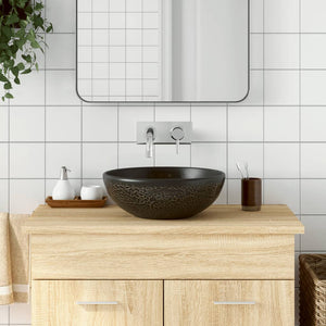 Vidaxl opzetwasbak rond φ41x14 cm keramiek zwart