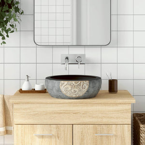 Vidaxl opzetwasbak rond φ41x14 cm keramiek zwart en bruin