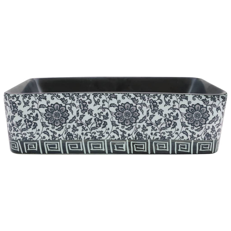 Cargue la imagen en el visor de la galería, Vidaxl opzetwasbak rechthoekig 46x35,5x13 cm keramiek zwart en blauw
