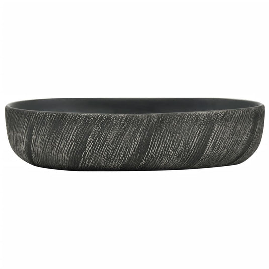 Vidaxl opzetwasbak ovaal 59x40x14 cm keramiek zwart