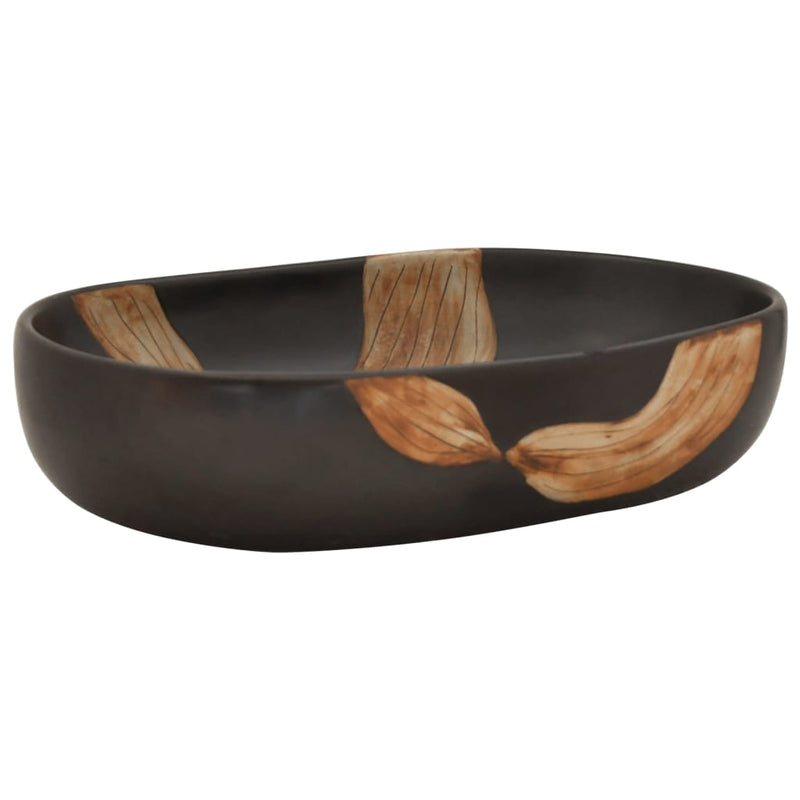 Load image into Gallery viewer, Vidaxl opzetwasbak ovaal 59x40x14 cm keramiek zwart
