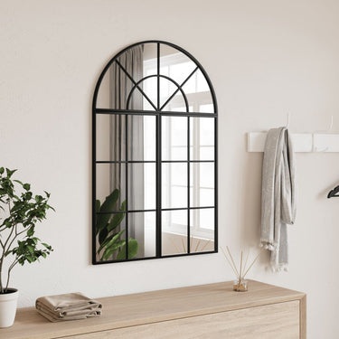 Vidaxl wandspiegel boog 60x90 cm ijzer zwart