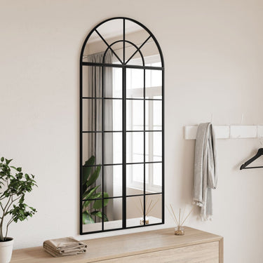 Vidaxl wandspiegel boog 60x130 cm ijzer zwart