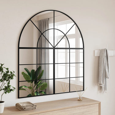 Vidaxl wandspiegel boog 100x110 cm ijzer zwart