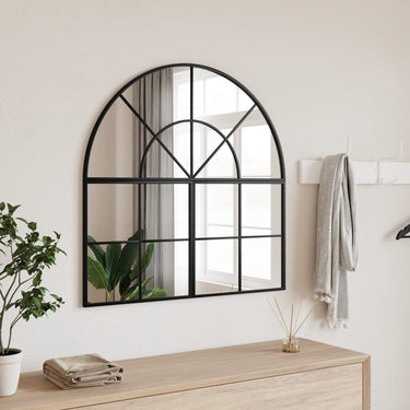Vidaxl wandspiegel boog 80x80 cm ijzer zwart