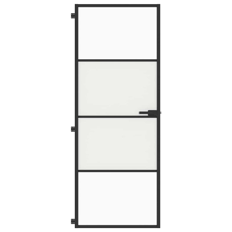 Load image into Gallery viewer, Vidaxl binnendeur smal 76x201,5 cm gehard glas en aluminium zwart
