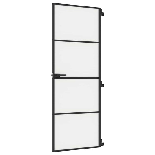 VidaXL Binnendeur smal 76x201,5 cm gehard glas en aluminium zwart