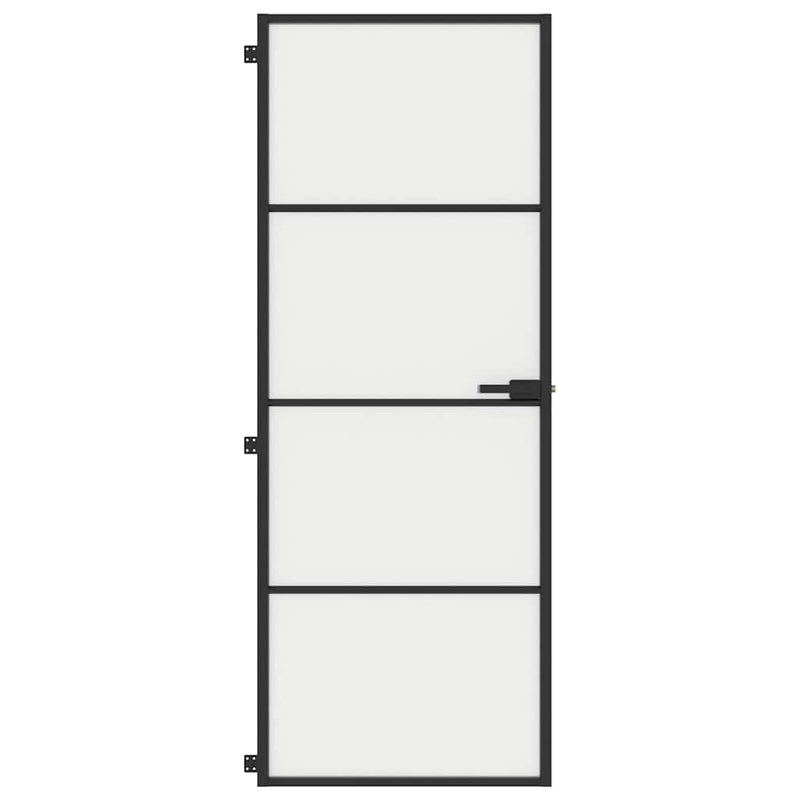 Load image into Gallery viewer, Vidaxl binnendeur smal 76x201,5 cm gehard glas en aluminium zwart
