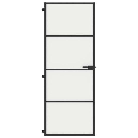 VidaXL Binnendeur smal 76x201,5 cm gehard glas en aluminium zwart