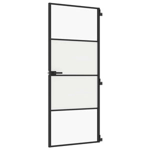 Vidaxl binnendeur smal 83x201,5 cm gehard glas en aluminium zwart