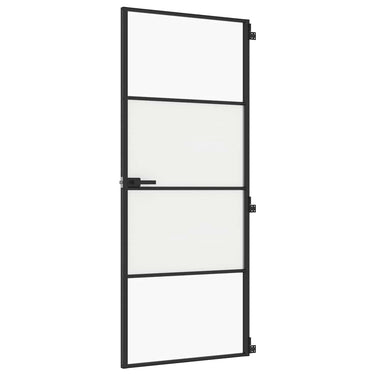 Vidaxl binnendeur smal 83x201,5 cm gehard glas en aluminium zwart