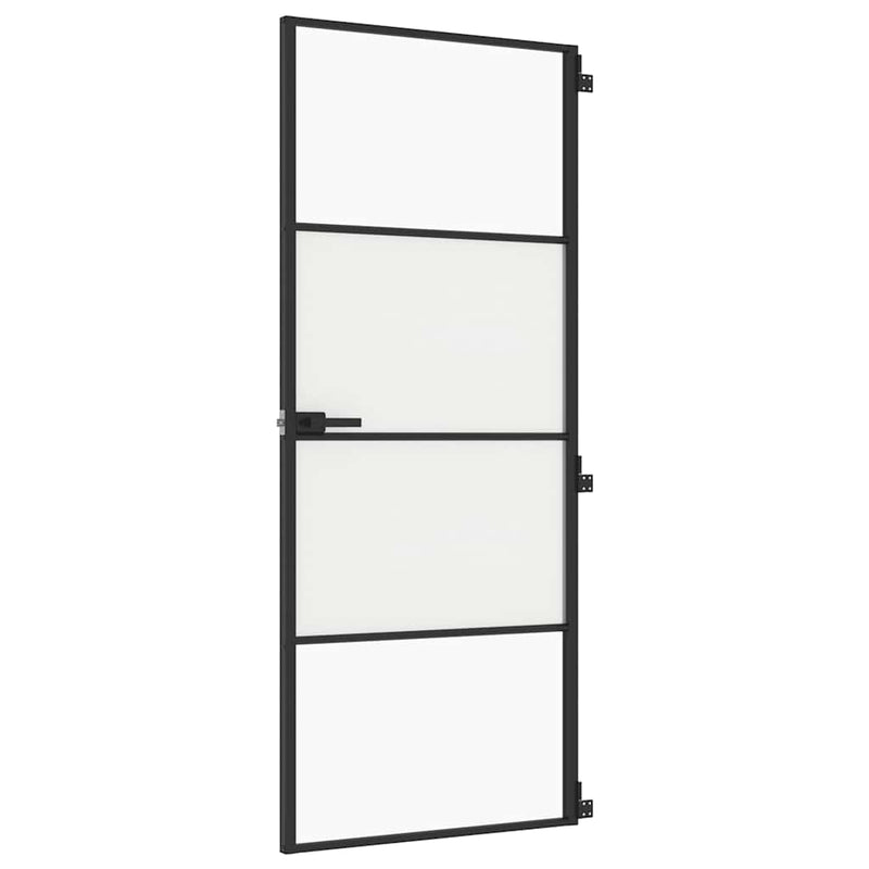 Load image into Gallery viewer, Vidaxl binnendeur smal 83x201,5 cm gehard glas en aluminium zwart
