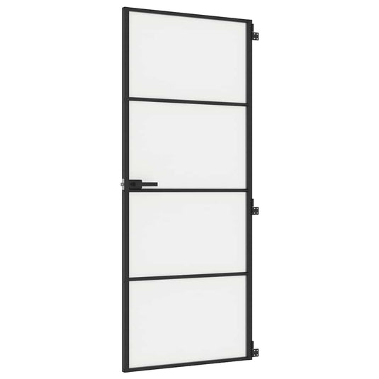 Vidaxl binnendeur smal 83x201,5 cm gehard glas en aluminium zwart