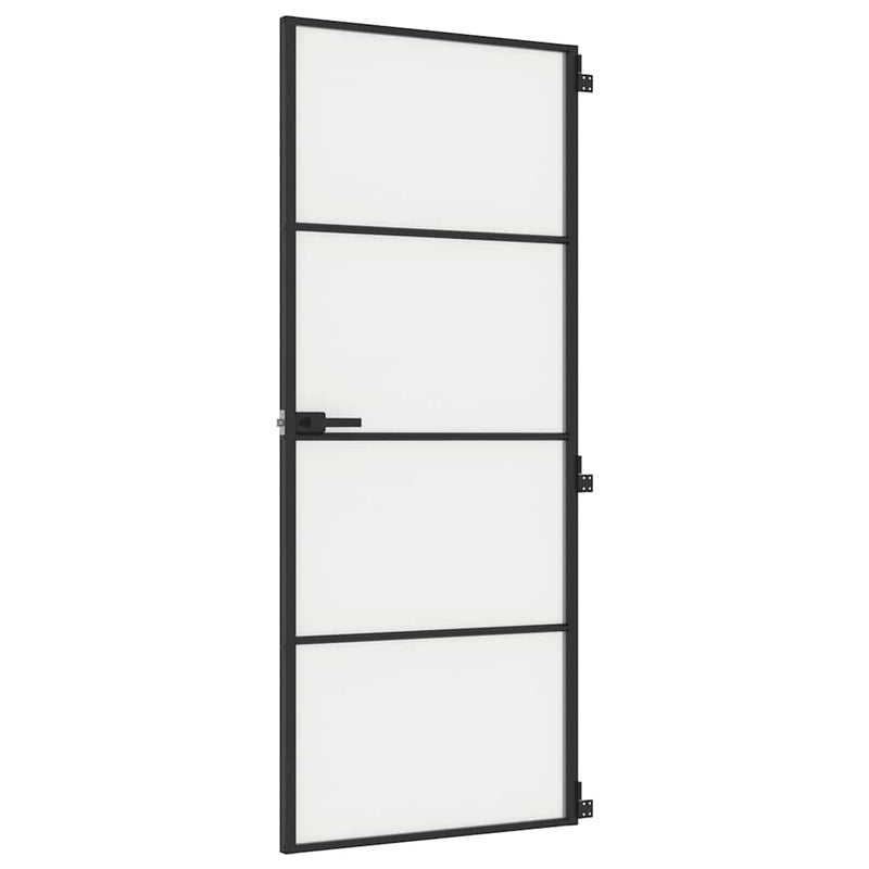 Load image into Gallery viewer, Vidaxl binnendeur smal 83x201,5 cm gehard glas en aluminium zwart
