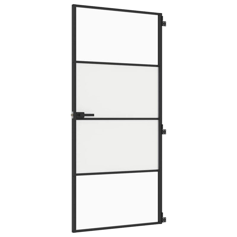 Load image into Gallery viewer, Vidaxl binnendeur smal 93x201,5 cm gehard glas en aluminium zwart
