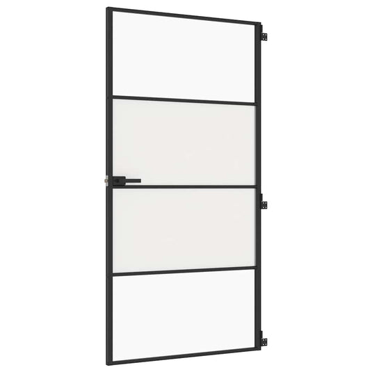 Vidaxl binnendeur smal 102,5x201,5 cm gehard glas en aluminium zwart