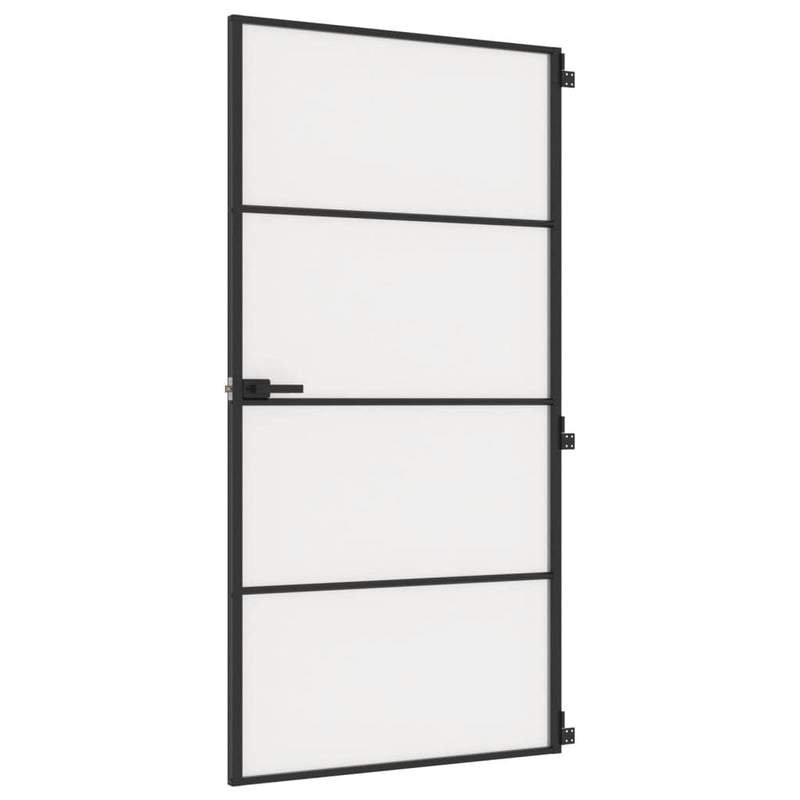 Load image into Gallery viewer, VidaXL Binnendeur smal 102,5x201,5 cm gehard glas en aluminium zwart
