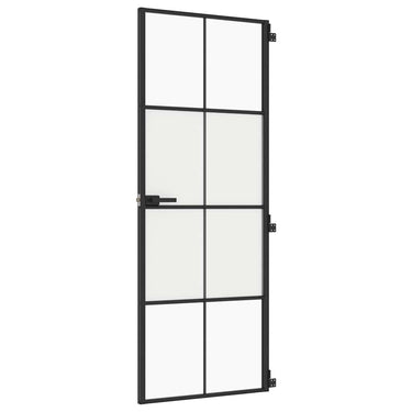 Vidaxl binnendeur smal 76x201,5 cm gehard glas en aluminium zwart
