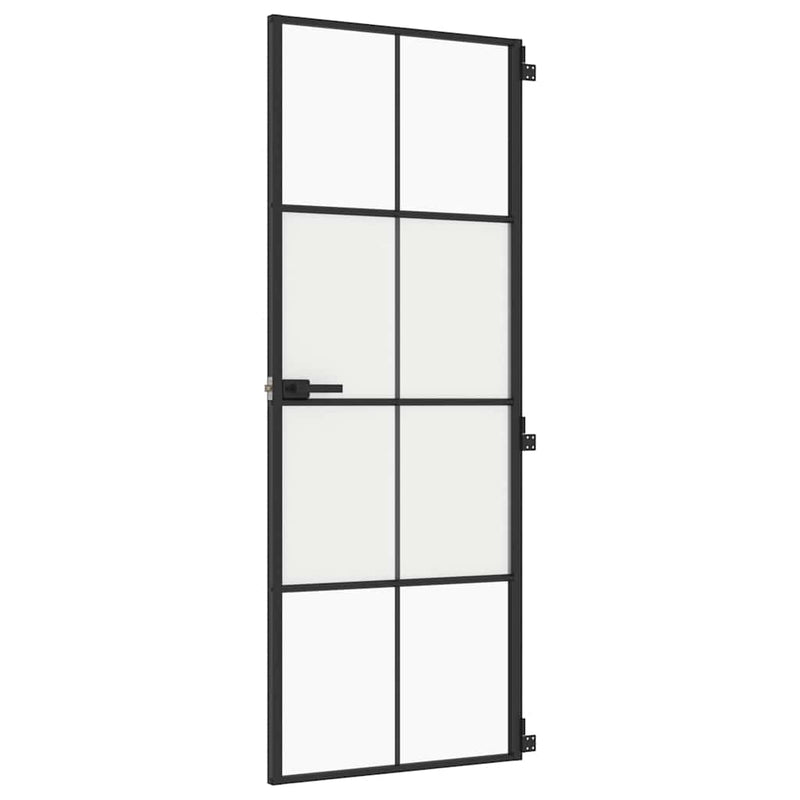Load image into Gallery viewer, Vidaxl binnendeur smal 76x201,5 cm gehard glas en aluminium zwart
