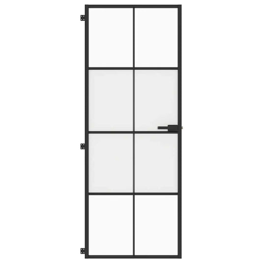 Vidaxl binnendeur smal 76x201,5 cm gehard glas en aluminium zwart