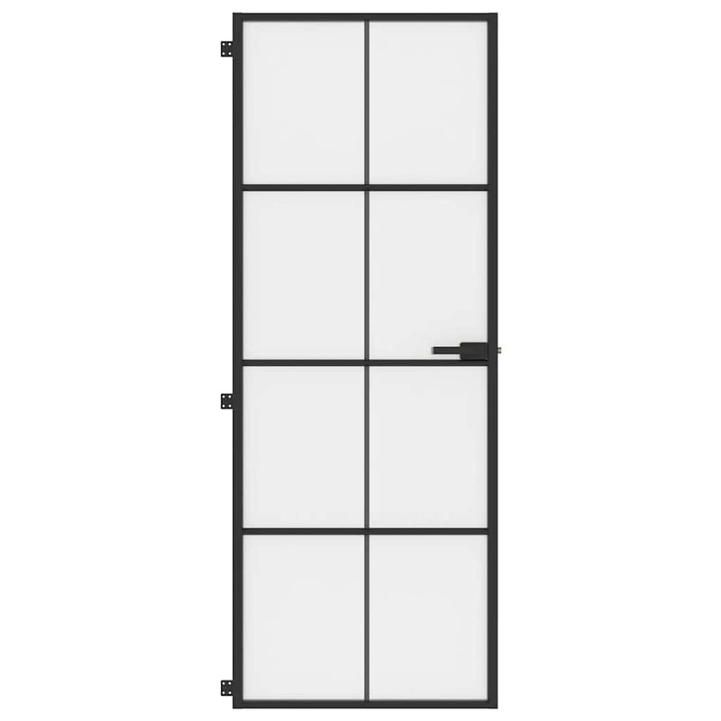 Load image into Gallery viewer, Vidaxl binnendeur smal 76x201,5 cm gehard glas en aluminium zwart
