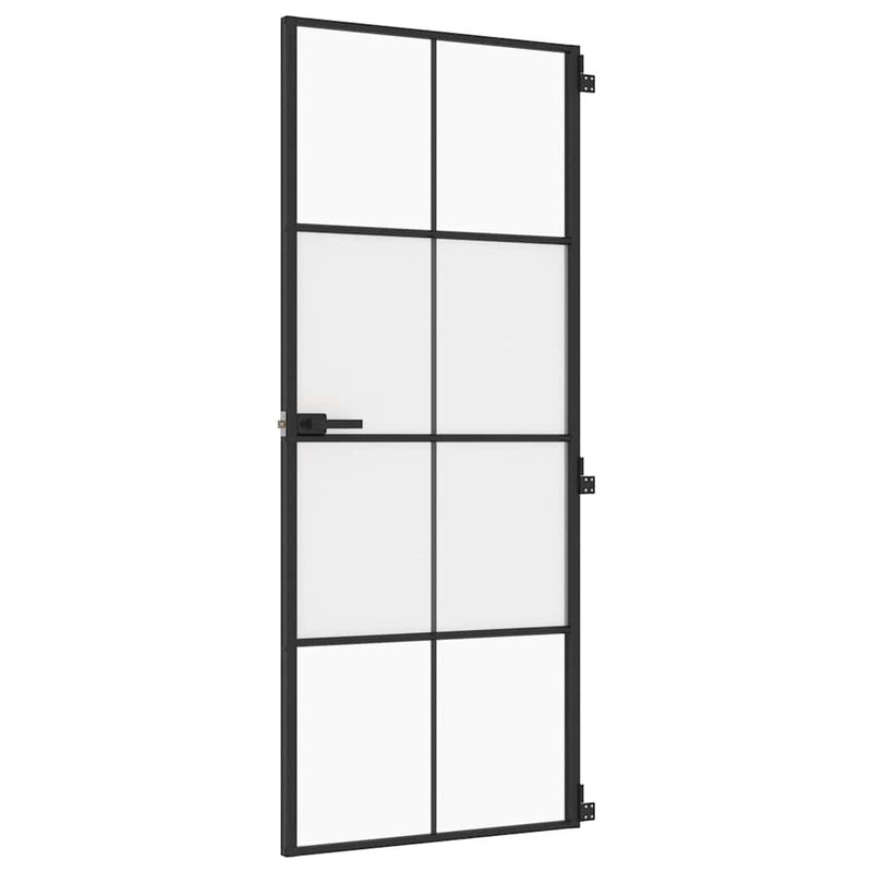 Load image into Gallery viewer, Vidaxl binnendeur smal 83x201,5 cm gehard glas en aluminium zwart
