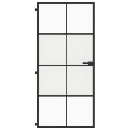 Vidaxl binnendeur smal 93x201,5 cm gehard glas en aluminium zwart