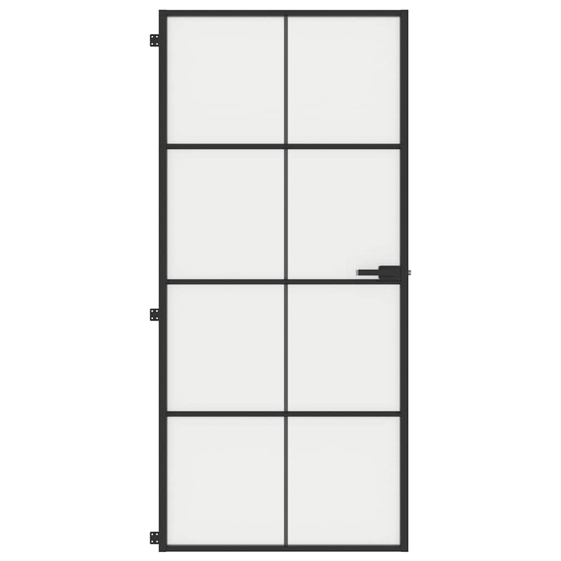 Load image into Gallery viewer, Vidaxl binnendeur smal 93x201,5 cm gehard glas en aluminium zwart
