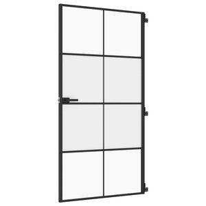 Vidaxl binnendeur smal 102,5x201,5 cm gehard glas en aluminium zwart