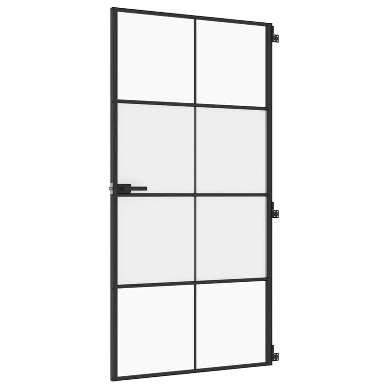 Load image into Gallery viewer, Vidaxl binnendeur smal 102,5x201,5 cm gehard glas en aluminium zwart
