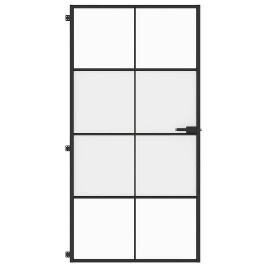 Vidaxl binnendeur smal 102,5x201,5 cm gehard glas en aluminium zwart