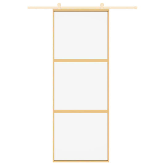 Vidaxl schuifdeur 76x205 cm helder esg-glas en aluminium goudkleurig