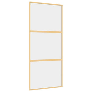Vidaxl schuifdeur 90x205 cm helder esg-glas en aluminium goudkleurig