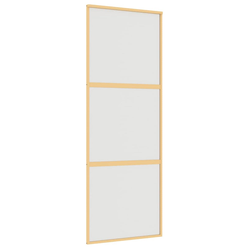Afbeelding laden in galerijviewer, Vidaxl schuifdeur 76x205 cm mat esg-glas en aluminium goudkleurig
