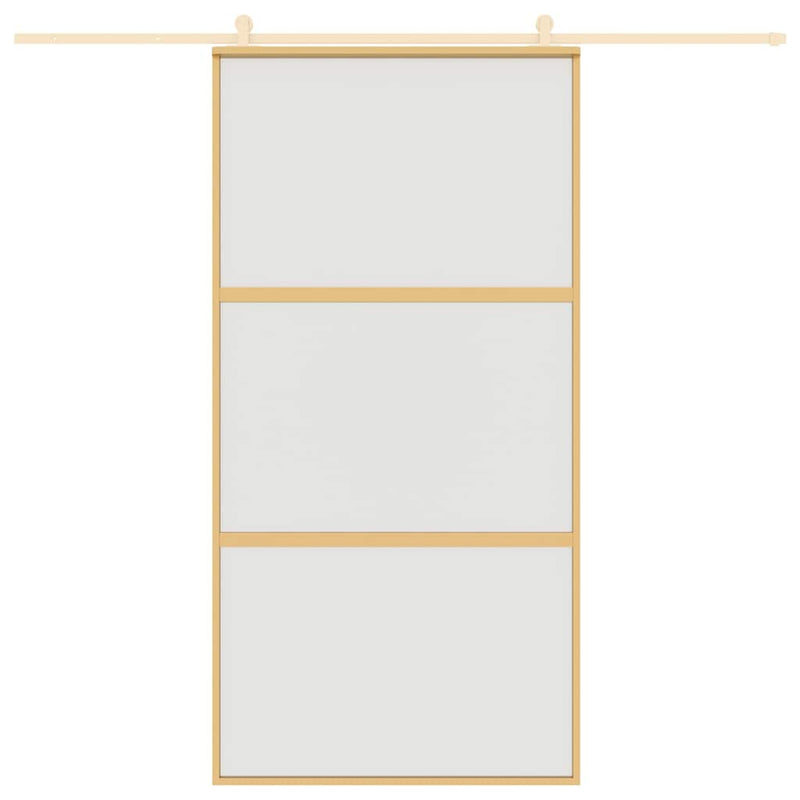 Chargez l'image dans la visionneuse de la galerie, Vidaxl schuifdeur 102,5x205 cm mat esg-glas en aluminium goudkleurig
