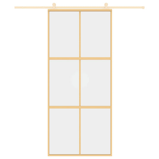 Vidaxl schuifdeur 90x205 cm helder esg-glas en aluminium goudkleurig