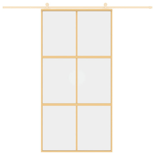 Vidaxl schuifdeur 102,5x205 cm helder esg-glas en aluminium goudkleur