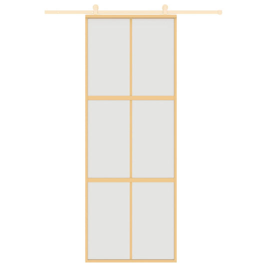 Vidaxl schuifdeur 76x205 cm mat esg-glas en aluminium goudkleurig