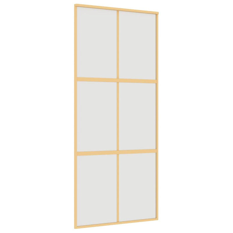 Afbeelding laden in galerijviewer, Vidaxl schuifdeur 90x205 cm mat esg-glas en aluminium goudkleurig
